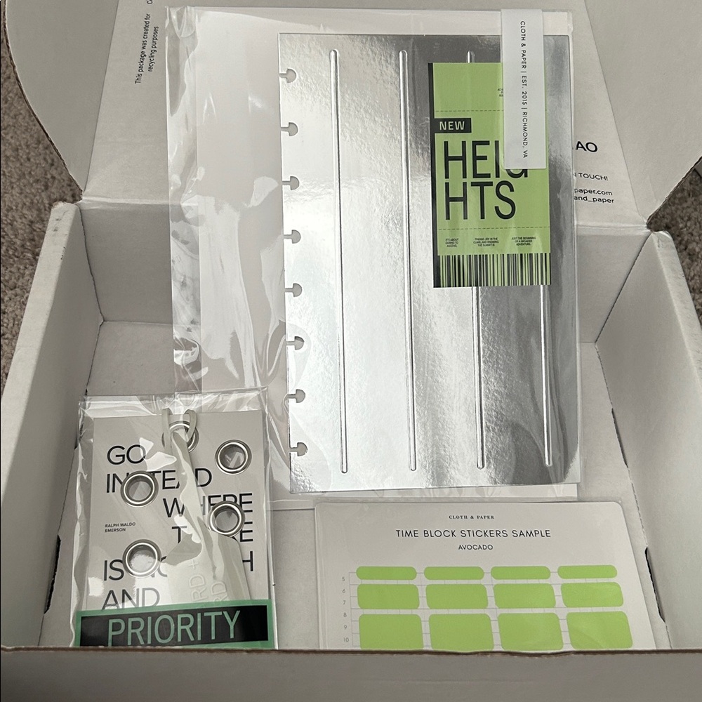 Cloth and paper items from the April box (Z)
